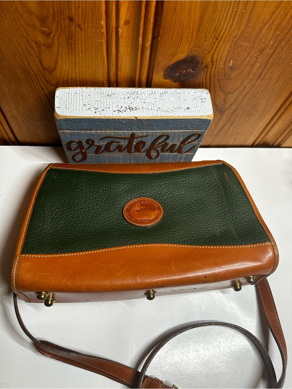 Dooney & Bourke Green and Brown Leather Crossbody